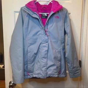 Gray and Pink North Face Coat